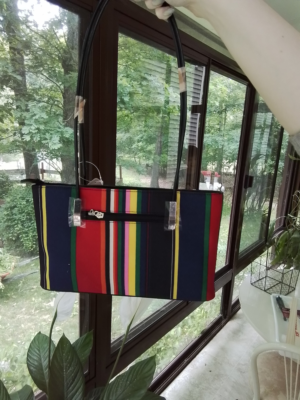 Striped Multicolor Small Tote Style Shoulder Bag